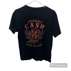 Johnny cash black & orange walk the line t shirt size small